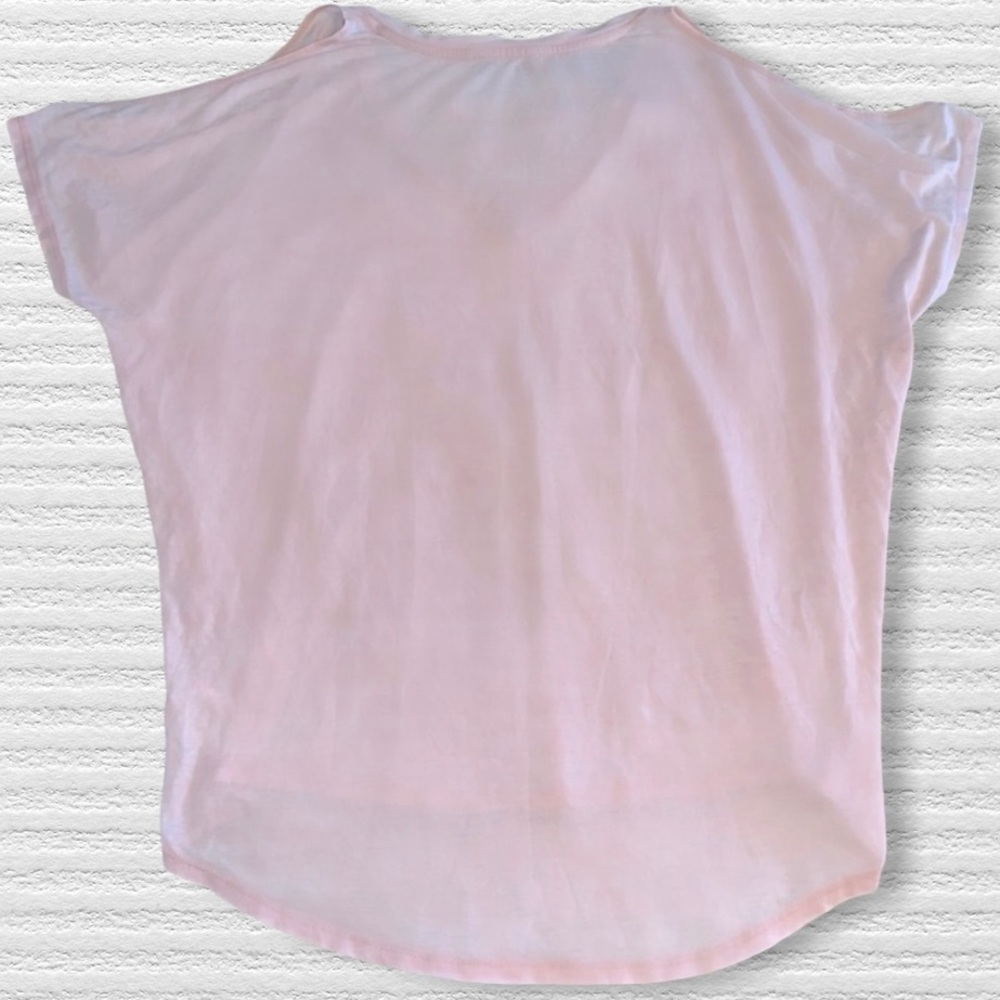 Express Baby Pink Sheer Cold Shoulder T-Shirt - Picture 2 of 4